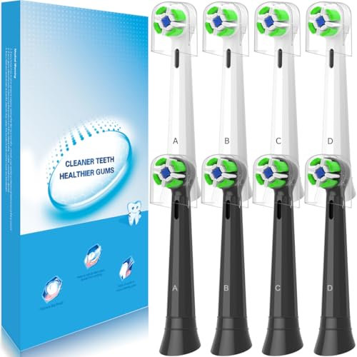 IO Aufsteckbürsten Kompatibel mit Oral b IO Elektrische Zahnbürsten,Aufsätze, Aufsteckzahnbürsten Kompatibel mit iO 2/3/4/5/6/7/8/9/10 (4er weiß & 4er Schwarz)