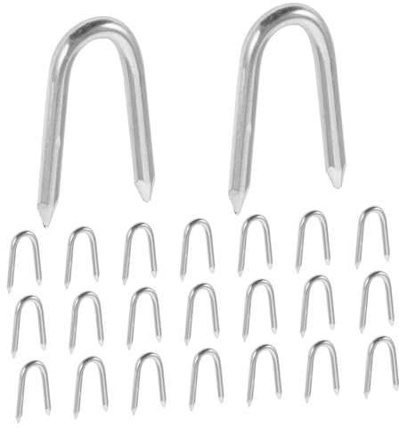 VICASKY 50 clavos de metal en forma de U para vallas de jardín, estacas de hierro duraderas para fijar malezas de vallas, para aplicaciones al aire libre e instalaciones de vallas