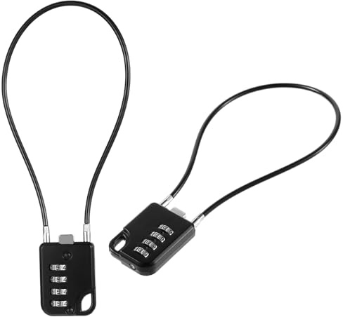 JJUNW 2 unidades de candado de combinación con cable con cuerda de alambre de 30 cm para maletas, mochilas, cajones, armarios, cascos de moto, cestas de bicicleta