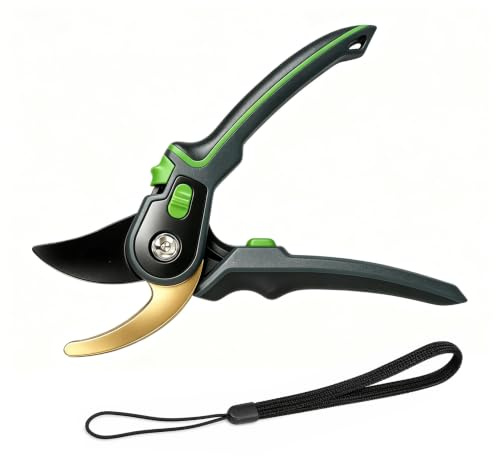 Podadora de jardín de derivación con ajuste infinitamente variable, hoja SK5 anti-daños y mango ergonómico. Podadora precisa y versátil para rosas, arbustos, árboles frutales y trabajos de jardinería.