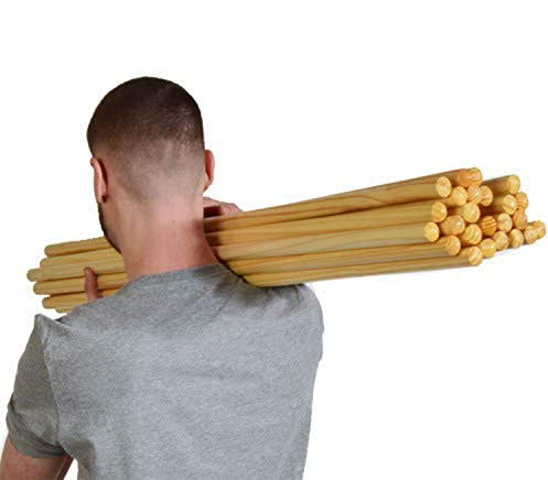 Kawanyo, bastone rotondo in legno da 100 cm, confezione singola o multipla, per ginnastica e palestra, in legno naturale, 25er