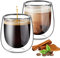 glastal Double Walled Espresso Coffee Glass Cups Glasses Borosilicate Glasses for Tea Dessert 100ml (4oz) Set of 2