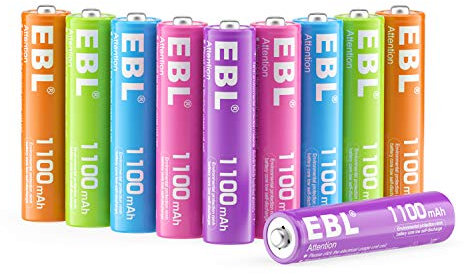 EBL AAA 1100mAh Ni-Mh Rechargeable Batteries, 10 Pack AAA Batteries with Storage Cases (New Packaging, Images Coming Soon)