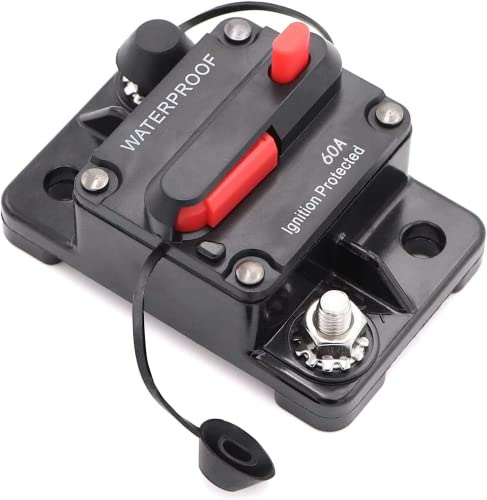 Interruttore Automatico Auto,Interruttore di Circuito Automatico Fusibile,DC 12V-48VInterruttore di Circuito Impermeabile con Ripristino Manuale per motore auto Marine Boat(60A)