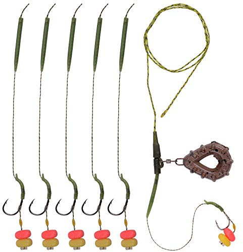 Karpfenangeln Inline Rig Set Karpfenrigs mit Angelblei Gewicht Karpfen Zubehör Pins Tail Gummi-Rohre Karpfen Haken Anti Tangle Ärmel Quick Change Wirbel