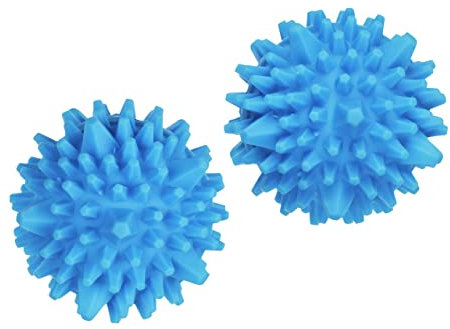 WENKO Boules de séchage en set de 2 unités, pour une utilisation polyvalente, linge doux et sans froissures dans le sèche-linge, avec dents extra-grandes, boule hérisson pour les mains, les pieds et les aponévroses, boule de massage, Ø 7 cm env., bleue