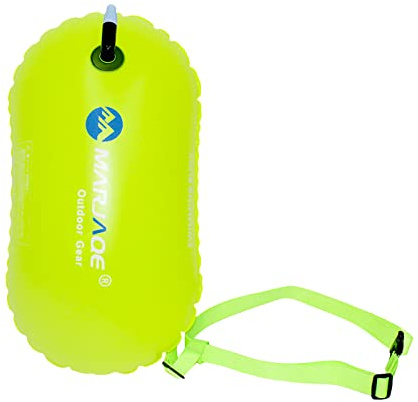 XINCHIA Open Water Swim Buoy High Visibility Outdoor Inflatable Tow Float Air Bag Thicken Safety Swim Pull Floats Bubble with Adjustable Waist Belt Swim Training Aid for Snorkeling Triathletes Racing