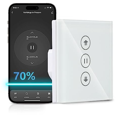 HEUXGIR 86 * 86mm Wlan Rolladenschalter mit Prozentfunktion,1Pcs Smart Life Rolladenschalter,Neutralleiter erforderlich,Kompatibel mit Alexa und Google Home