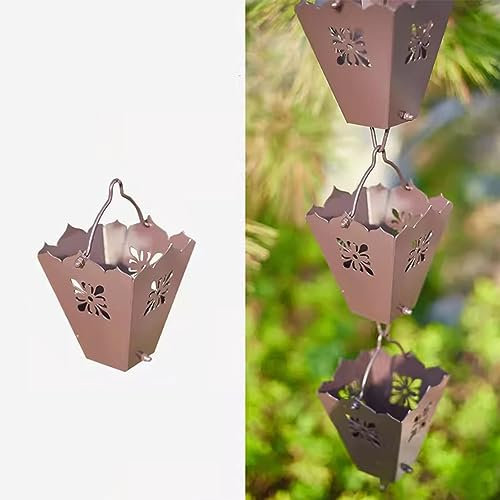 Regenkette Funktionelle Regenkette 1m/1,5m/2m/3m, Dekorative Tassen Ersetzen Dachrinnen-Fallrohr-Umsteller, Metallregenfängerkette Im Freien, Kunstgeschenke für Die Familie ( Color : B , Size : 3.2m/9