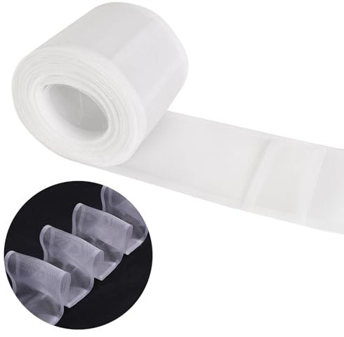 Vorhangkopfband, 10 cm Breite Gardinenband zum Aufnähen, Weißes Gardinenband Kräuselband, Vorhang Faltenband Schlaufenband Gardinenstangen Einführstreifen, Vorhangzubehör (10 Meter)