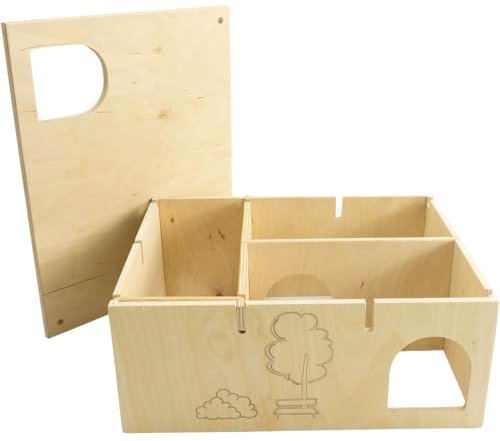 Getzoo Wohnhaus Eduardo - Individuell gestaltbares Kleintierheim aus robustem Multiplex Holz - Flexibles Design mit Leiter - Optimal für Nagetiere und Kleintiere (Eduardo)