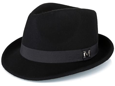 FREEBIRD99 100% Wool Felt Panama Fedora Hat Short Brim Trilby Flat Hat for Men Women (US, Numeric, 7 3/8, 7 1/2, Black)