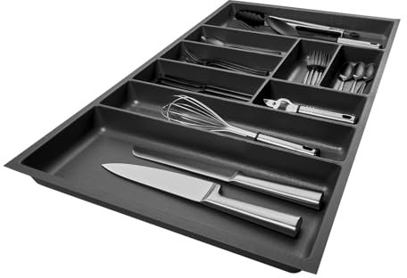 SO-BOX 2 Besteckkasten Breite 80,9 cm, Tiefe 46,2 cm mit anthraziter Kanvas-Struktur für Schubladen bis Juli 2012 von NOBILIA mit einer Breite von 90 cm