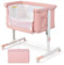 GOPLUS Berceau Bébé 3 en 1, Lit Cododo Portable avec Mode Berceau, Matelas Amovible, Hauteur Réglable, Poches de Rangement et Roues Verrouillables, Lit de Voyage pour Nouveau-né (Rose)