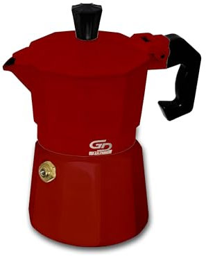 Generico GD LOVES YOUR HOME Caffettiera Moka in Alluminio，Caffettiera Classica in Alluminio, 1 a 6 Tazze (Rosso, 3 TAZZA)
