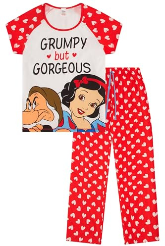 Disney Womens Snow White Dwarfs Grumpy But Gorgeous Long Cotton Pyjama Set Ladies PJ's (8-10)