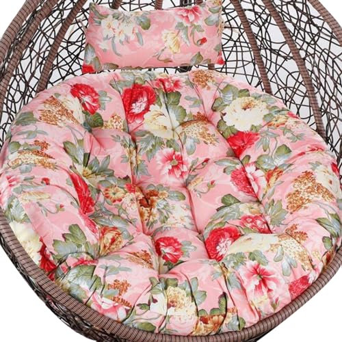 Fauteuil de jardin en rotin avec coussin de grande taille - Hamac suspendu en osier - Pour intérieur et extérieur - Couleur : gris