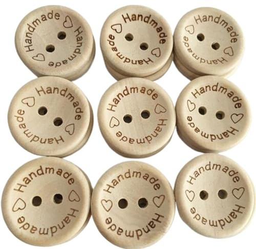 Knappar, knappar 100 st 15/20/25 mm Snideri Handgjorda med kärlek Träknappar Flatback 2 hål Träknapp Syverktyg Gör-det-själv Scrapbook Hantverkssömnadsknappar (C,25 mm)(A,25mm)