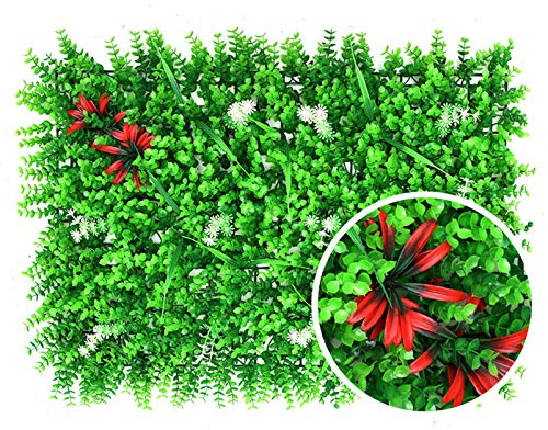 Planta de seto topiario Artificial, 20 Piezas, Paneles de Plantas de seto Artificial, tapetes de vegetación de Pared de césped sintético, Cerca de privacidad para Exteriores, decoración de j