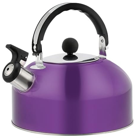 Demsyeq Hervidor silbante de acero inoxidable de 1,8 L, pequeño, para camping, silbato, de viaje, portátil, con boquilla de asa, para camping, senderismo, interiores