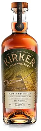 Kirker & Greer | Four Seasons Autumn Whiskey | Irish Whiskey with Notes of Stewed Apples, Buttery Pastry, Cinnamon Spice and Rich Toffee | Blended in Ulster, Ireland | 46% ABV | 700ML