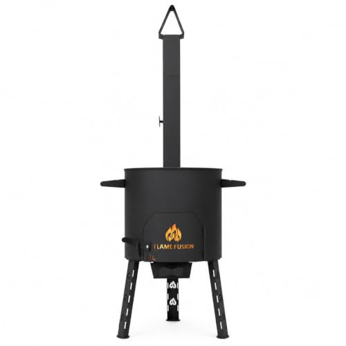 FlameFusion Utschak M - för kazan 12 L vedeldad spis med rökrör [storlek valfri] - grilla och laga mat, utekök, plov och pilaff