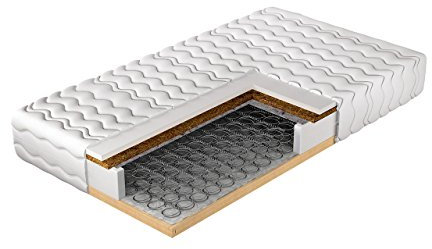 Mirjan24 Matratze Hela Plus mit integriertem Lattenrost, Kokosmatte, Bonellfedern und Polyurethan Schaumstoff, Einseitig, Höhe: 22 cm, Härte H5, Komfortschaum (80x200)