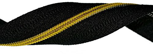 1m Endlos-Reißverschluss 3mm gold/silber Spirale, schwarzes Band, 28mm, Farbwahl, Farbe:gold