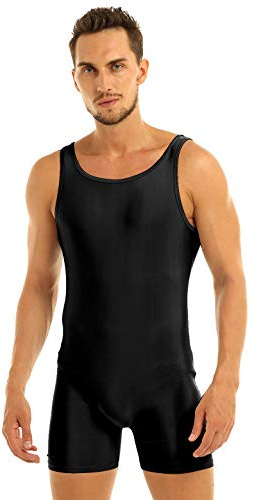 CHICTRY Men's One Piece Sleeveless Gymnastics Leotard Dancewear Bodysuit Costumes Black XL
