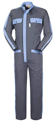 Rossini Trading Professional Take Time Tuta Bruxelles A41307 da Lavoro Uomo Donna Misto Cotone Poliestere Chiusura Zip taschini al Petto Protezione rischi Minimi Grigio/Azzurro (XL)