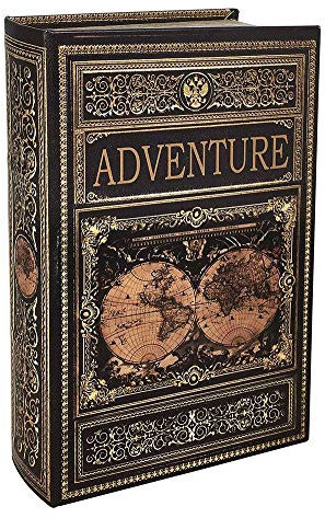 zeitzone Hohles Buch mit Geheimfach Buchversteck Weltkarte Adventure Antik-Stil 33cm