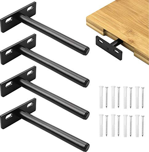 YEYIT 4 Stück Schwebende Regalhalterung 4 Zoll Regalhalterung Unsichtbar, Schwimmende Regalhalterungen Wandregal Halterung für die Wand Montierte Kulisse Versteckte Wandregal -Holzregale