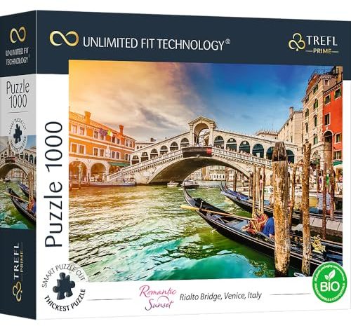 Trefl Rialto Bridge Venice Italy - 1000 Piece Jigsaw Puzzles for Adults & Children Aged 12+ - Unlimited Fit Smart Puzzle Grand Canal Europe Landscapes