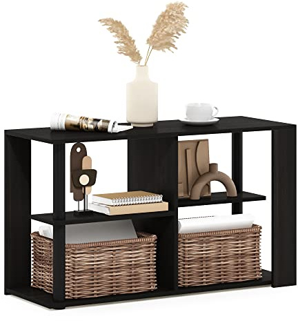 Furinno ROMAIN Coffee Table, 3-Tier Modern Coffee Table with Open Shelf, Side Table, for Living Room, Bedroom, Home Office, Espresso