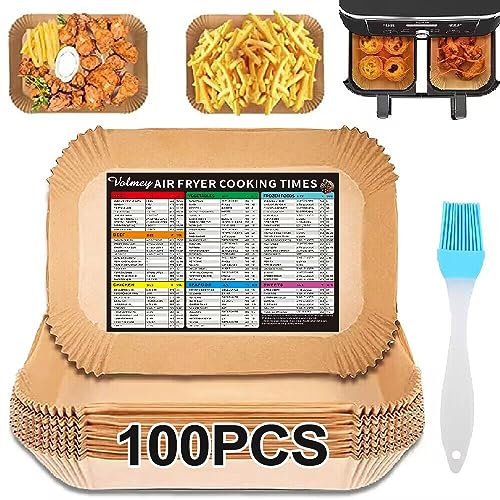 Air Fryer Liners for Ninja AF300UK AF400UK SL400UK, 100PCS 8.7in Disposable Air Fryer Parchment Paper Liners, Air Fryer Accessories for Ninja, Foodi, Salter, Tower, Other Dual Air Fryer