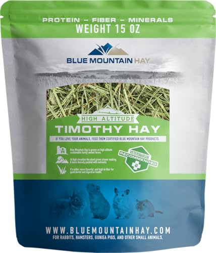 Blue Mountain Hay Fresh Timothy Hay High Altitude Easy Flake Feed (15 oz), High Fiber Nutrition for Digestive Health, Soft Leafy Texture, Fresh Pet Forage for All Ages