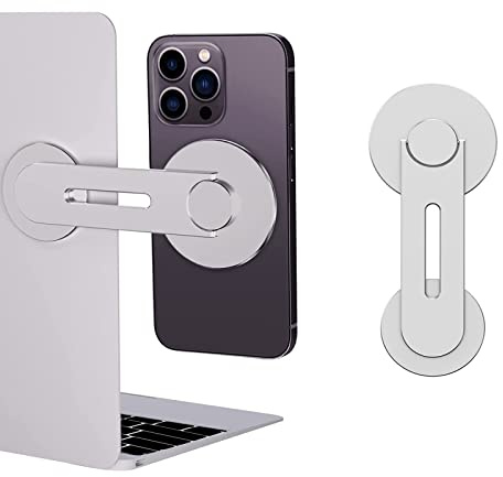 Hosann Century Magnetisk Laptop Mobiltelefonhållare, Justerbar 180° Mobiltelefon Sidoskärm för MacBook, Fällbar Datorhållare (Silver)
