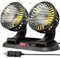 OKESYO 12V | 24V Auto Ventilator, Auto Lüfter Zigarettenanzünder, 12V Doppelkopf Auto Ventilator für KFZ, LKWs, SUV, 2-Gang, 360 Grad Rotation, Leise, 130cm Leinenlänge