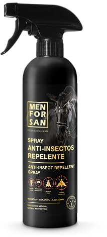 MENFORSAN Spray repelente de insectos para caballos, 500ml | con Margosa, geraniol y lavandino | Bio, 100% Natural