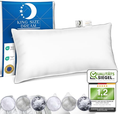 KING SIZE DREAM Kopfkissen Konfigurator - Premium Hotel Kissen 40x80 |Für Seiten & Rücken-Schläfer - Nackenstützend, ergonomisch & Anti-Allergisch/Größe wählbar | Kissen & Pillow
