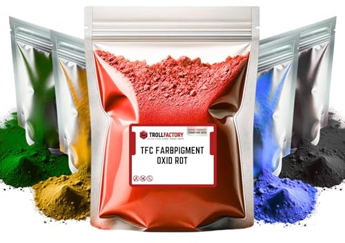 TFC Färgpigment oxid, tegelröd – högtäckande pigmentpulver för reliefgjutningsmedel som xirarock, gips, epoxiharts och betong, matt, ljusbeständig och väderbeständig I 100 g