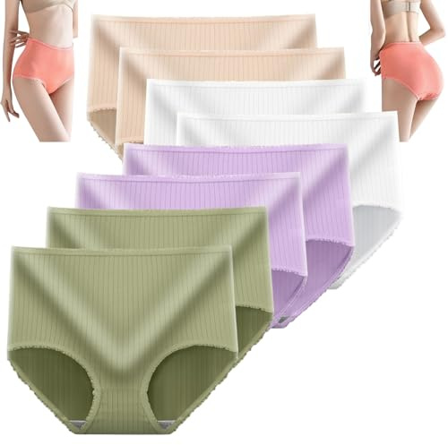ALACEG Lot de 8 Culottes Anti-Fuite Taille Haute améliorées, Culottes Vicsecrets Absorbant l'humidité, Slips Grande Taille (8 PCS-F,XL)