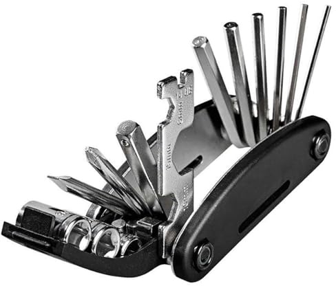 Multi Bike Pocket Tool, Multifunction Bicycle Tool Set, Bicycle Repair Tool, 16-in-1 Multi Function Folding Tool (Black)