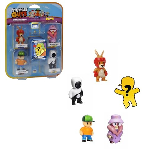Bizak Stumble Guys Pack de 5 Figuras de acción 6 cm Set 4, 4 Grupos de Personajes para coleccionar, Licencia Oficial del Videojuego de derribos, Adultos Fans y niños o niñas Desde 8 años (64112045)