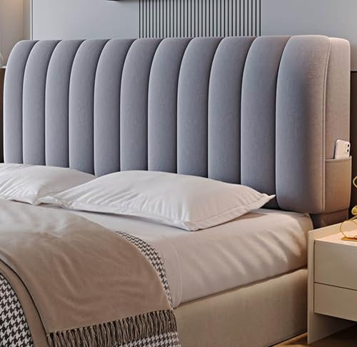 Gepolsterter Stretch-Bett-Kopfteil-Schutz, All-Inclusive, staubdicht, Doppelbett/Einzelbett, King-Size, Kopfbedeckung für Schlafzimmer, Dekoration, Grau, 100 cm