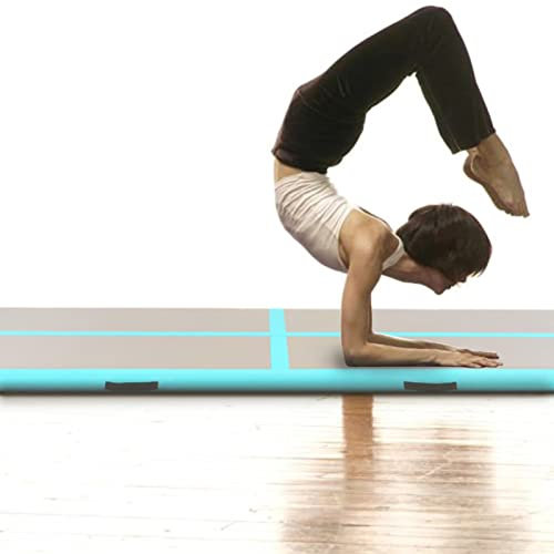 Brokky Inflatable Gymnastics Mat with Pump 300x100x10 cm PVC Green-inflatable Gymnastics Tumble Track Gym Mat for Home Use,Training,Cheerleading,Yoga,Water Fun