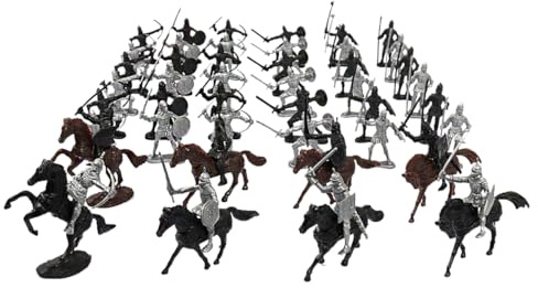 Laroal Juego de 52 Figuras de acción de caballería con Caballeros y Caballos, Soldados Medievales para Aprender sobre Guerra histórica, Juegos de rol y Regalos creativos.