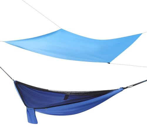 Amaca da campeggio blu Amaca con zanzariera Tenda e Pioggia Papillon Tarp Amaca sospesa per Backpacking, Escursioni, Campeggio