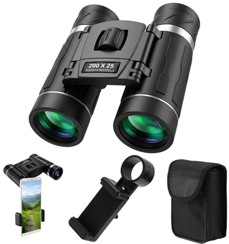 200x25 Compact Binoculars for Kids and Adults, High Powered Mini Pocket Binoculars for Bird Watching, Lightweight Travel Powerful Binoculars for Hiking, Concerts, Theatre,Cruise Ship Sightseeing