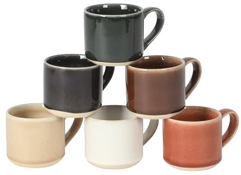 Mr. Coffee Espresso Whims 6 Piece 4 OZ Reactive Glaze Espresso Cup Set